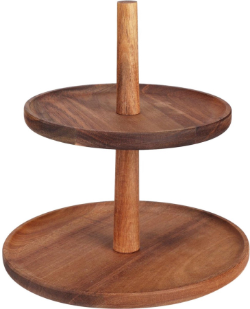 Platouri servire - Suport servire cu 2 nivele Excellent Houseware, lemn, 23/18.5x23 cm, maro