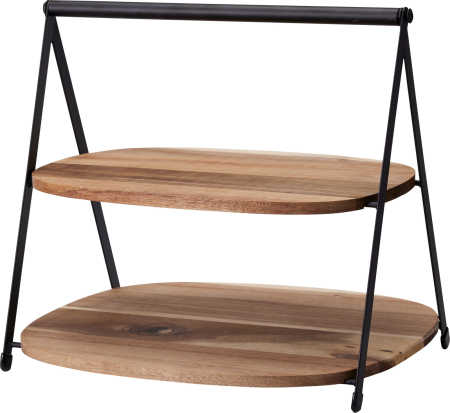 Suport servire cu 2 nivele Excellent Houseware, lemn, 27x25x25 cm, maro [1]