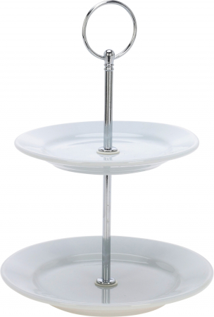 Suport servire cu 2 nivele Excellent Houseware, portelan, 15x21.5 cm, alb [4]
