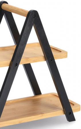 Zeller 2-tier serving stand, bamboo, 34x17x32 cm, black/brown [3]