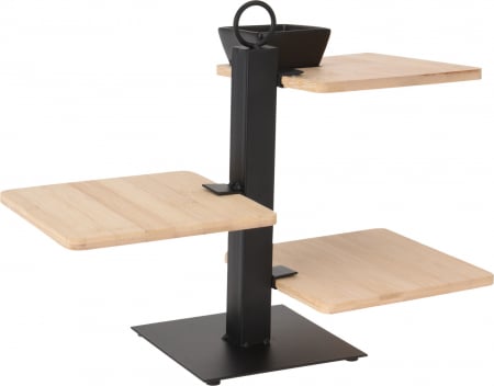 Articole pentru servire - Suport servire cu 3 nivele Excellent Houseware, bambus/metal, 32x15x27 cm, maro/negru