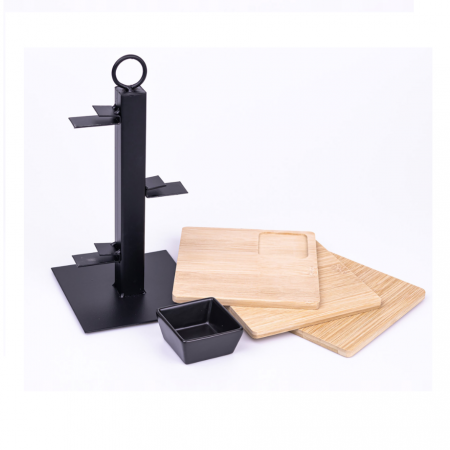 Suport servire cu 3 nivele Excellent Houseware, bambus/metal, 32x15x27 cm, maro/negru [3]