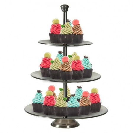 Excellent Houseware 3-tier serving stand, metal, 25x36.5 cm, silver [1]