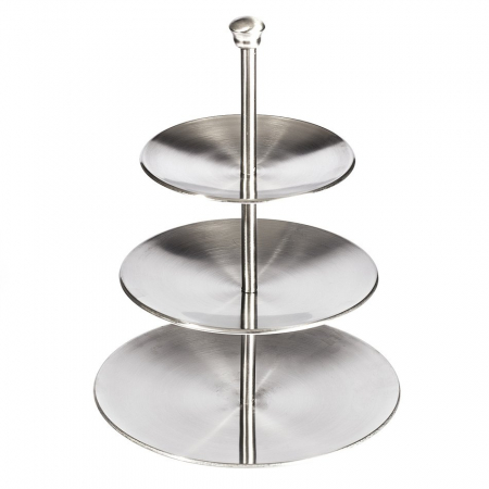 Suport servire cu 3 nivele Excellent Houseware, otel inoxidabil, 25x36 cm, argintiu [2]