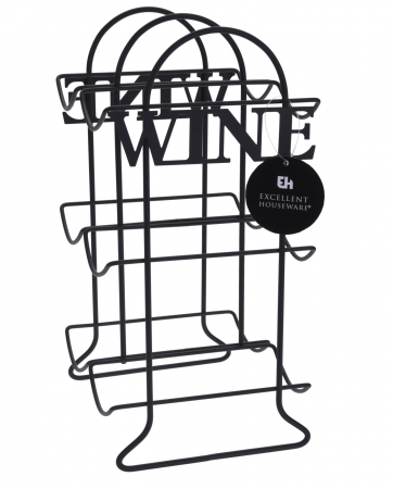 Accesorii Bauturi - Suport sticle vin Excellent Houseware, metal, 21x17x33 cm, negru