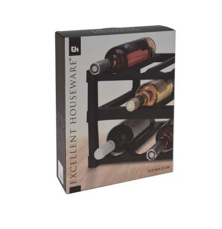 Suport sticle vin Excellent Houseware, polipropilena, 39x30x25 cm, negru [1]