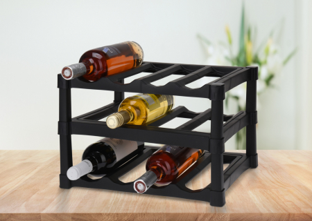 Suport sticle vin Excellent Houseware, polipropilena, 39x30x25 cm, negru [3]