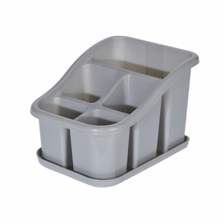 Vesela si tacamuri - Suport tacamuri vertical cu tava Koopman, plastic, 15x20x13 cm, gri