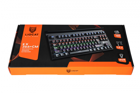 Tastatura mecanica gaming Liocat KX 366+ CM, iluminare RGB, outemu red, cablu 1.8 m, negru [1]