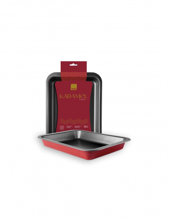 Ibili-Karamel baking tray, carbon steel, 22x28x4.7 cm, red/black [1]