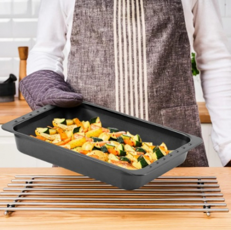Tava cuptor cu capac Koopman International, otel carbon, 52x26 cm, negru [5]