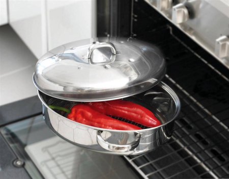 Tava cuptor cu suport si capac Judge Speciality, otel inoxidabil, 35x25x15 cm, argintiu [1]