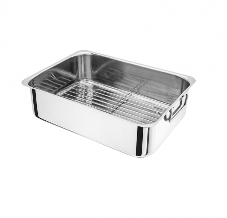 Tavi copt - Tava cuptor cu suport Judge Speciality, otel inoxidabil, 36x26x10 cm, argintiu