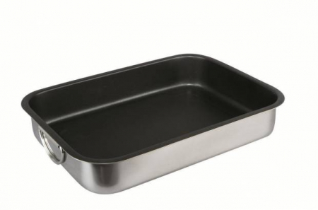Vase pentru gatit - Tava cuptor Ibili-Plus, otel inoxidabil, 35x26x6,5 cm, argintiu negru