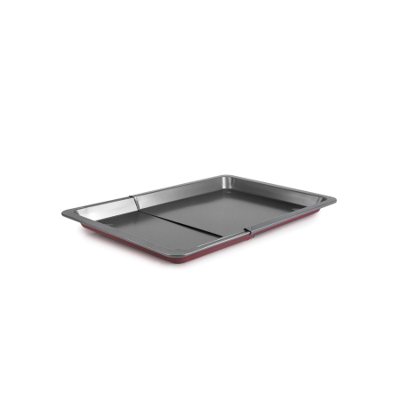 Tavi copt - Tava extensibila copt Ibili-Karamel, otel carbon, 38-51x33x3.2 cm, rosu/negru