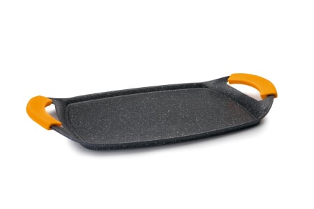 Cookware - Ibili-Basic grill tray, aluminum, 36x23x3.2 cm, black/yellow
