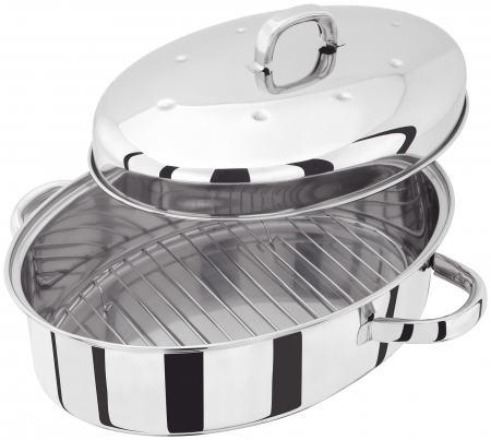 Cookware - Judge Speciality Cookware oval grill tray, stainless steel, 32x22x15 cm, silver