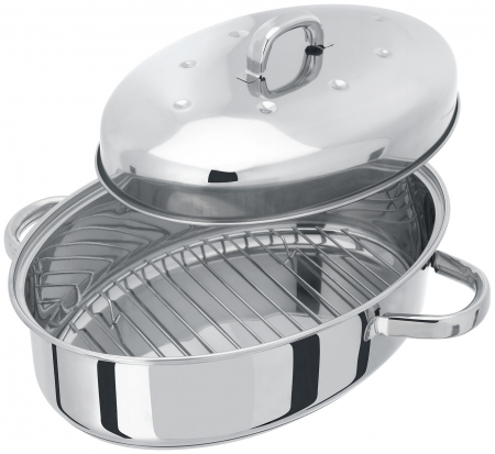 Tava ovala cu baza termica Judge Speciality Cookware, otel inoxidabil, 32x22x15 cm, argintiu [1]