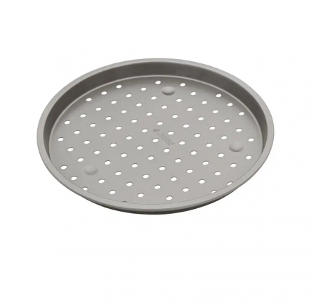 Vase pentru gatit - Tava perforata pizza Judge Bakeware, otel carbon, 30x2 cm, argintiu
