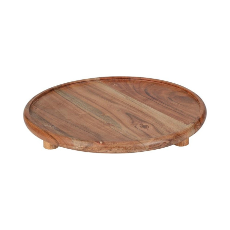 Platouri servire - Tava servire rotunda Excellent Houseware, lemn de salcam, 27 cm, maro