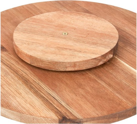 Tava servire rotunda Excellent Houseware, lemn de salcam, 37x5 cm, maro [1]