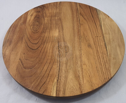 Tava servire rotunda Excellent Houseware, lemn de salcam, 37x5 cm, maro [2]