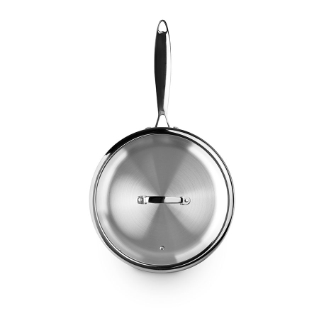 Ibili Triply Natural frying pan with lid, stainless steel/aluminum, 24 cm, silver [1]