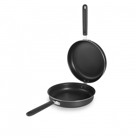 Double - Ibili-Fusion double frying pan, aluminum, 24x9.5 cm, black