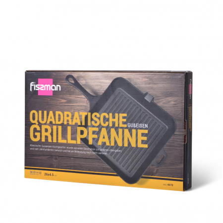 Tigaie grill Fissman, 26x4.5 cm, negru, fonta [2]