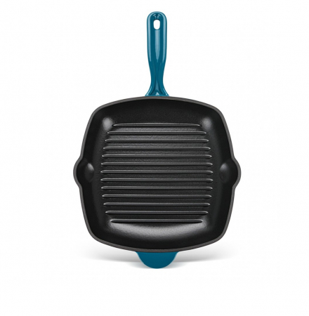 Cookware - Fissman grill pan, cast iron, 27x27x5 cm, blue