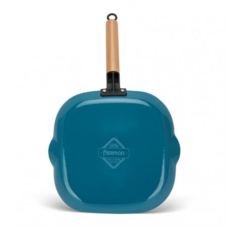 Fissman grill pan, enameled cast iron/wood, 28x28x3 cm, blue [3]