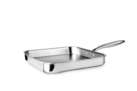 Cookware - Ibili Triply Natural grill pan, stainless steel/aluminum, 28x28x4 cm, silver
