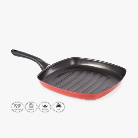 Tigaie grill Magefesa-Maison, aluminiu, 27x3.5 cm, rosu [8]