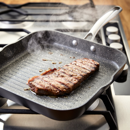 Tigaie grill Stellar, aluminiu, 28x26x4.5 cm, negru/argintiu [1]