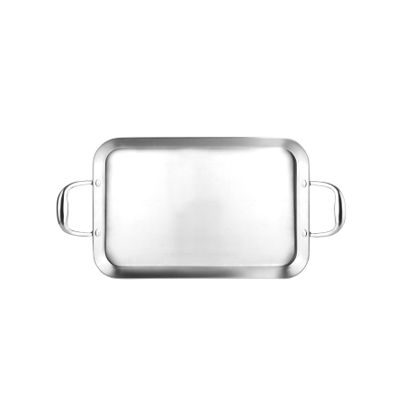 Triply natural flat grill pan Ibili, stainless steel, 38 x 25 x 3 cm,silver [1]