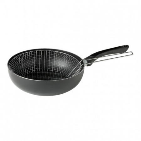 Cookware - Ibili-Inducta frying pan and basket, aluminum, 26 cm, black/silver