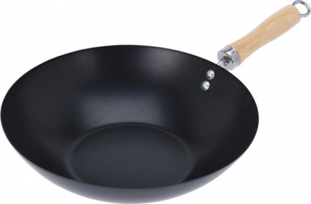 Tigai - Tigaie wok Excellent Houseware, otel inoxidabil, 30 cm, negru/maro