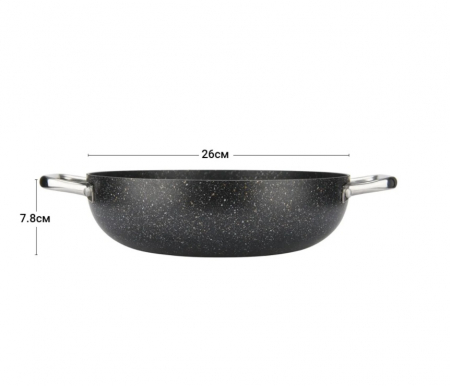 Tigaie wok Fissman-Promo, aluminiu, 26x7.8 cm, negru [2]