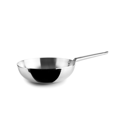 Bucatarie - Tigaie wok Ibili 5 straturi, otel inoxidabil/aluminiu, 28 cm, argintiu