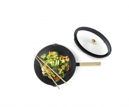 Tigaie wok Ibili-Luxe, aluminiu, 30x8.5-12 cm, negru/maro [2]