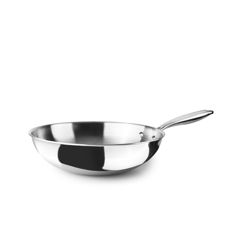 Wok - Tigaie wok Ibili Triply Natural, otel inoxidabil/aluminiu, 20 cm, argintiu