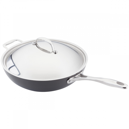 Tigaie wok Stellar-Hard Anodized, aluminiu, 55x30x16.5 cm, negru/argintiu [7]
