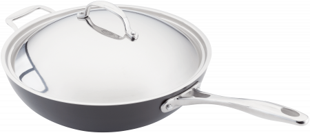 Wok - Tigaie wok Stellar-Hard Anodized, aluminiu, 55x30x16.5 cm, negru/argintiu