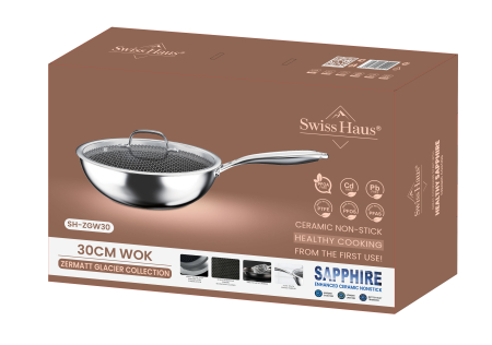 Tigaie wok Swiss Haus-Zermatt, otel inoxidabil cu 3 straturi, 30x9 cm, 4.8 l, argintiu [2]