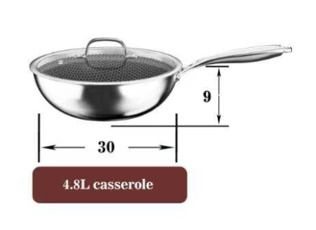 Tigaie wok Swiss Haus-Zermatt, otel inoxidabil cu 3 straturi, 30x9 cm, 4.8 l, argintiu [3]