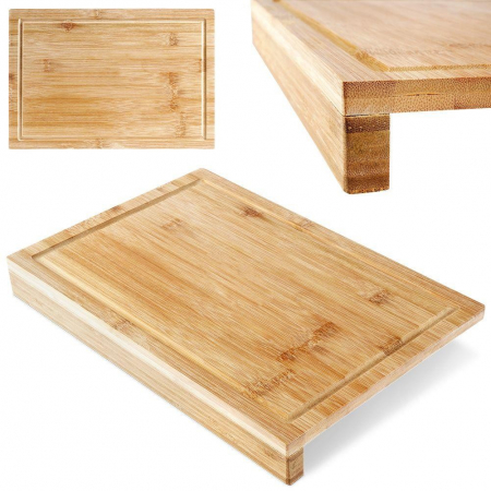 Tocator cu margine Excellent Houseware, bambus, 35x24x1.2 cm, maro [7]