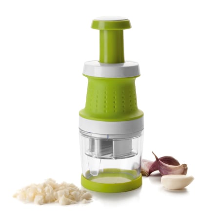 Ustensile pentru gatit - Tocator legume Ibili-Kitchen Aids, otel inoxidabil/plastic/silicon, 8.7x23 cm, alb/verde