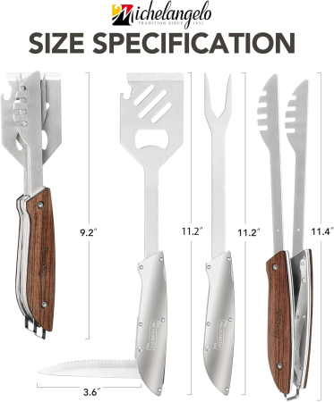 Unealta multifunctionala pentru gratar Carl Schmidt Sohn-Michelangelo, otel inoxidabil/lemn, 26 cm,  argintiu/maro [2]