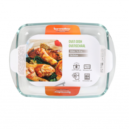Vas cuptor Termolex, sticla termorezistenta, 28x20x5 cm, 1.6 l, transparent [1]