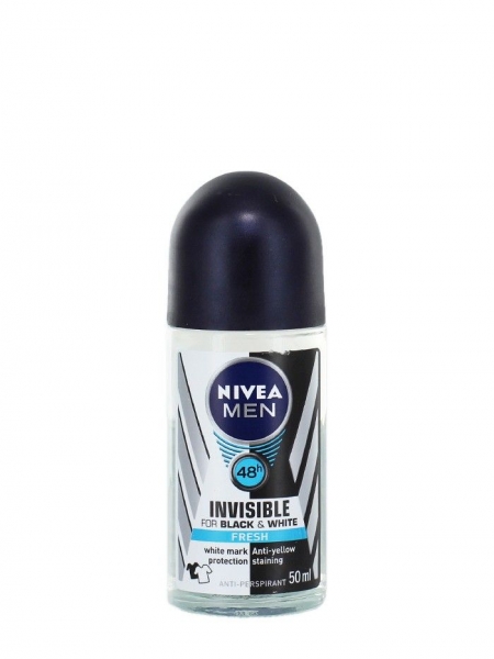 Nivea Deodorant Roll-on, Barbati, 50 ml, Invisible for Black & White Fresh [1]